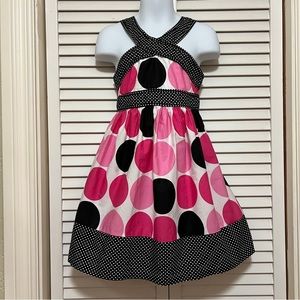 BONNIE JEAN Girls Dress Black White Pink Geometric Sleeveless Summer Dress 4/4T